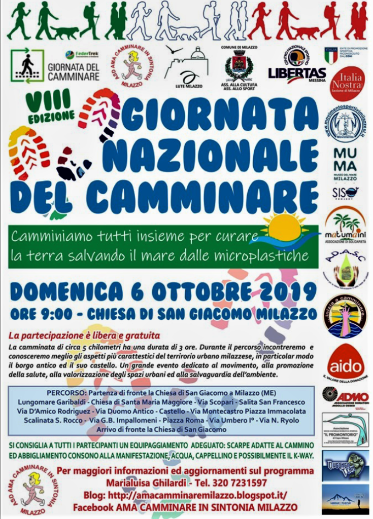 Giornata Nazionale del Camminare. Milazzo 6 Ottobre, Cumia il 13